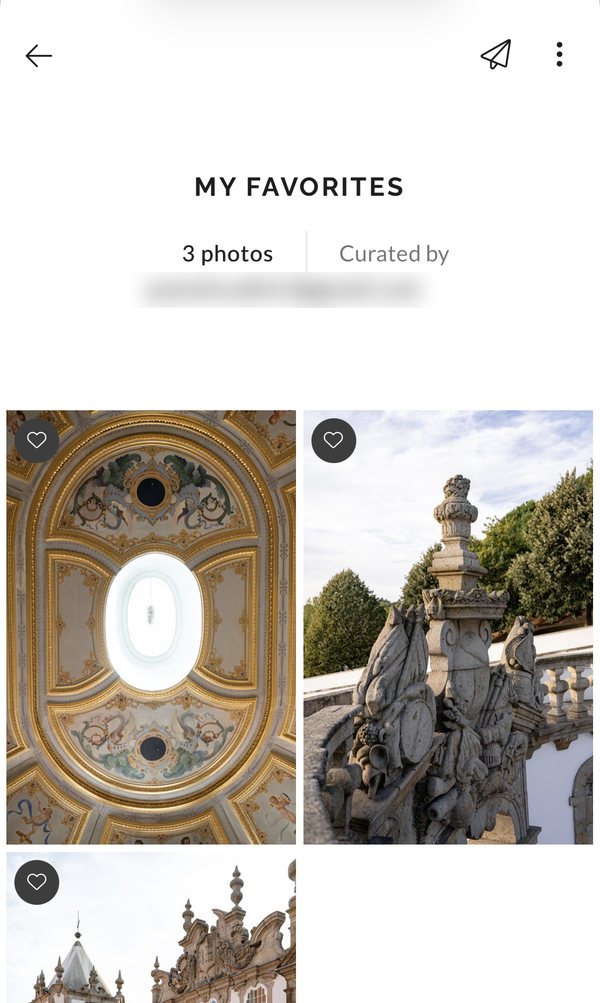 My Favorites list showing the selected photos